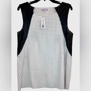 NORDSTROM ROMEO & JULIET COUTURE Faux Leather Sleeveless Top In White/Black✨NWT✨